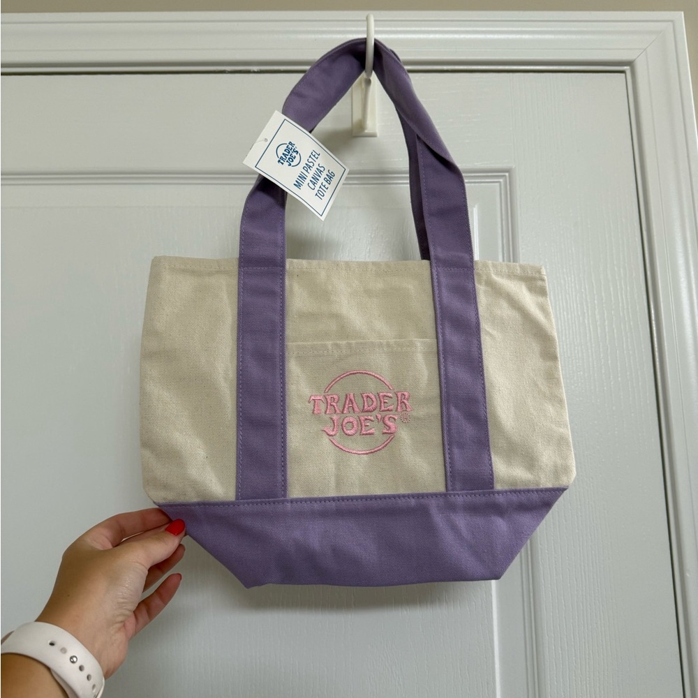 Trader Joe’s Mini Purple and Cream Tote Bag